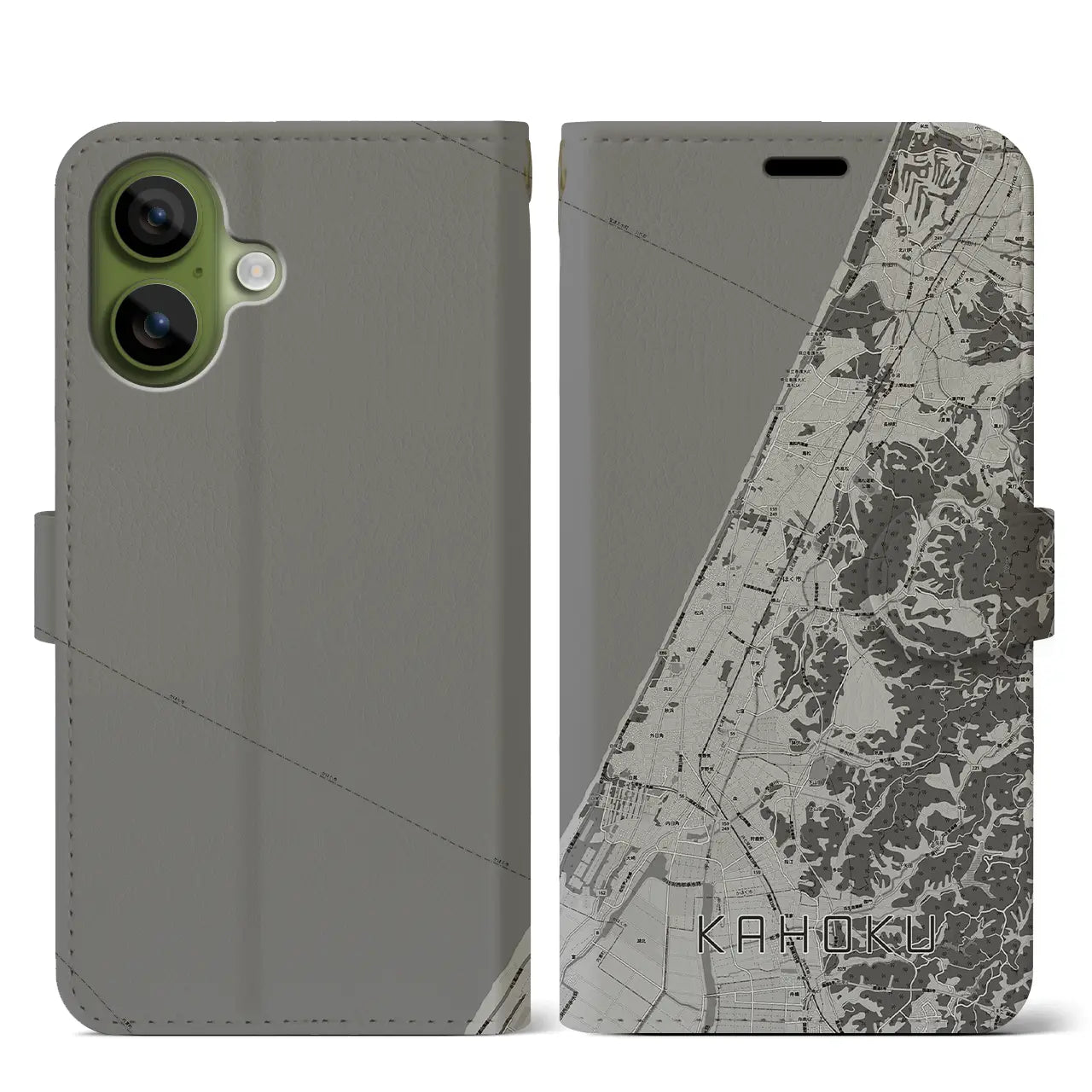 【かほく（石川県）】地図柄iPhoneケース（手帳タイプ）