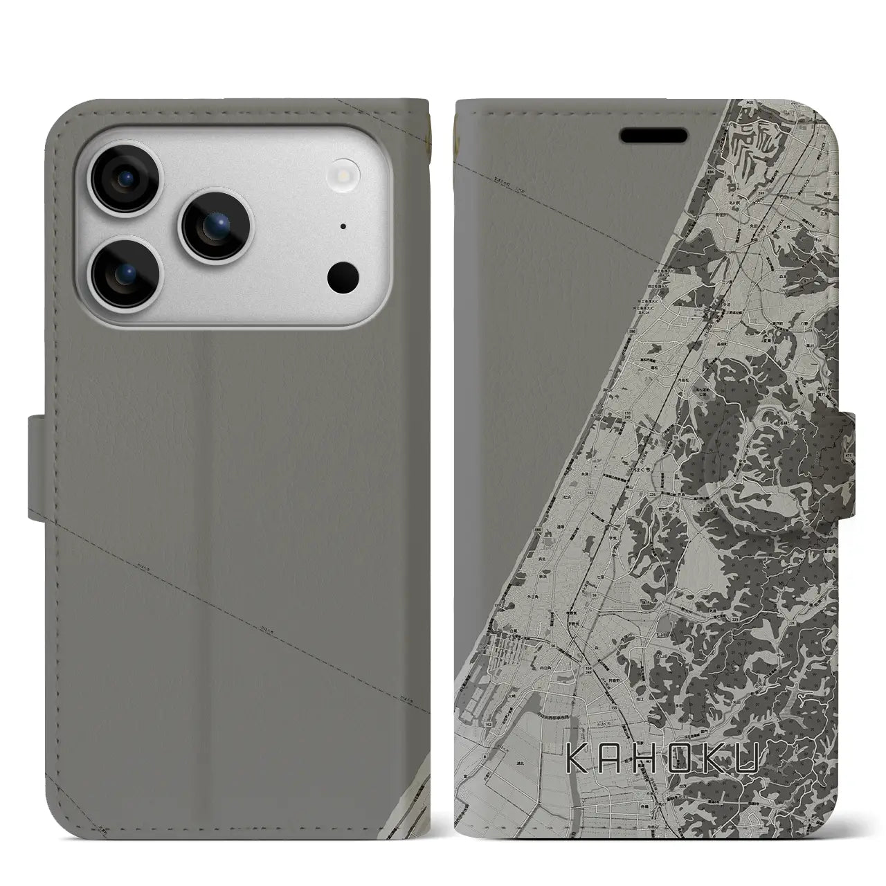 【かほく（石川県）】地図柄iPhoneケース（手帳タイプ）