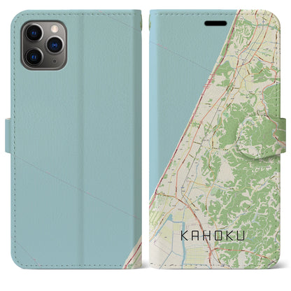 【かほく（石川県）】地図柄iPhoneケース（手帳タイプ）ナチュラル・iPhone 11 Pro Max 用