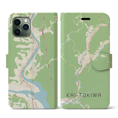 【甲斐常葉（山梨県）】地図柄iPhoneケース（手帳タイプ）ナチュラル・iPhone 11 Pro 用