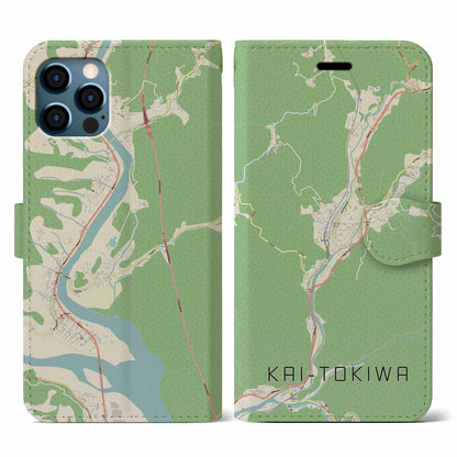 【甲斐常葉（山梨県）】地図柄iPhoneケース（手帳タイプ）ナチュラル・iPhone 12 / 12 Pro 用