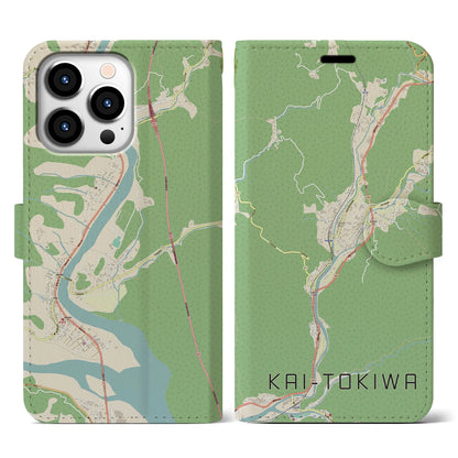 【甲斐常葉（山梨県）】地図柄iPhoneケース（手帳タイプ）ナチュラル・iPhone 13 Pro 用