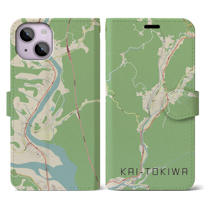 【甲斐常葉（山梨県）】地図柄iPhoneケース（手帳タイプ）ナチュラル・iPhone 14 用