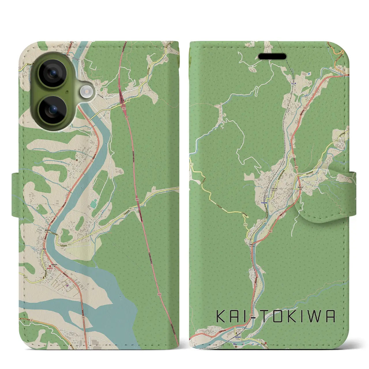 【甲斐常葉（山梨県）】地図柄iPhoneケース（手帳タイプ）