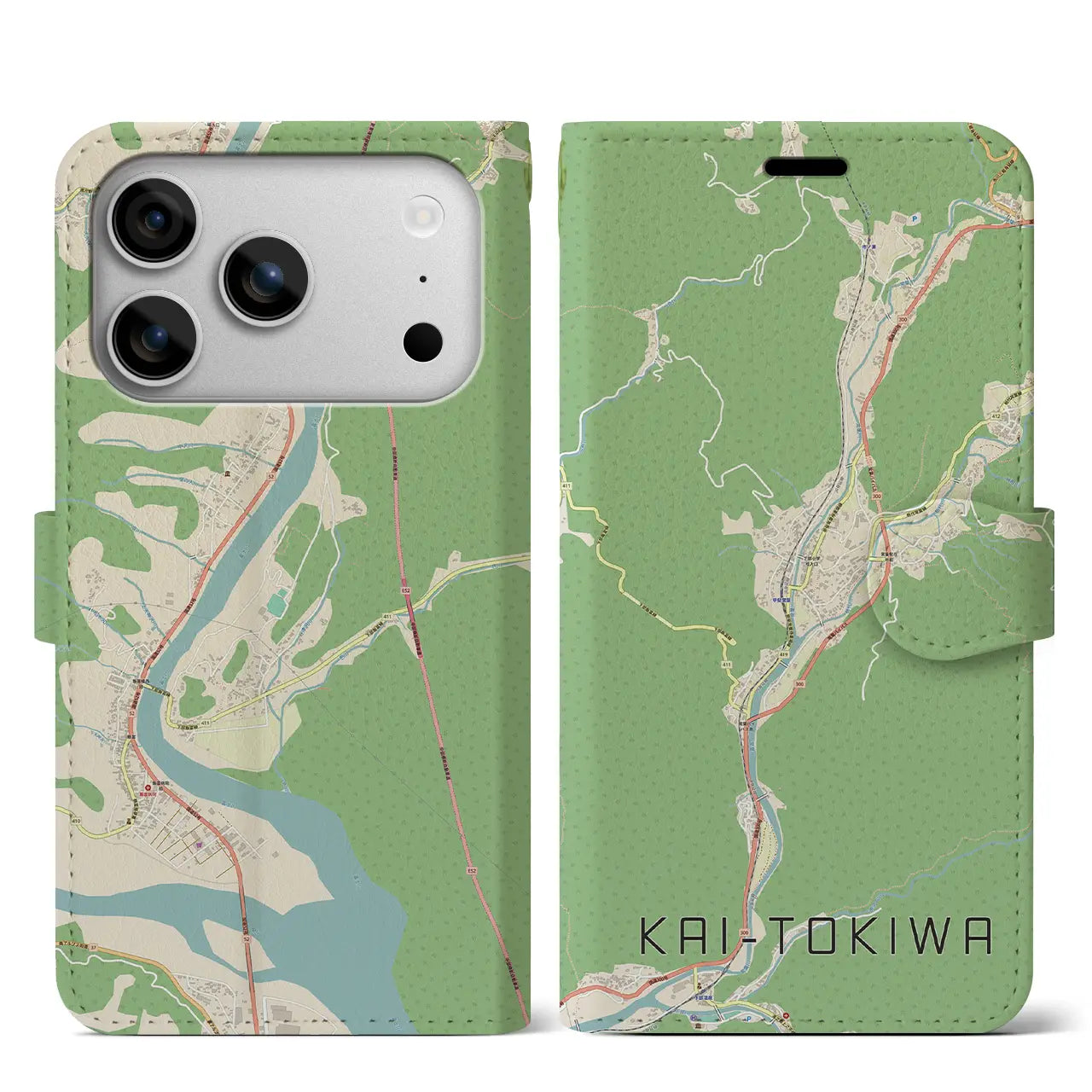 【甲斐常葉（山梨県）】地図柄iPhoneケース（手帳タイプ）