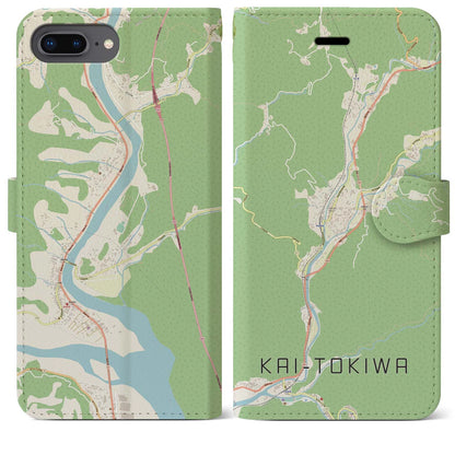 【甲斐常葉（山梨県）】地図柄iPhoneケース（手帳タイプ）ナチュラル・iPhone 8Plus /7Plus / 6sPlus / 6Plus 用