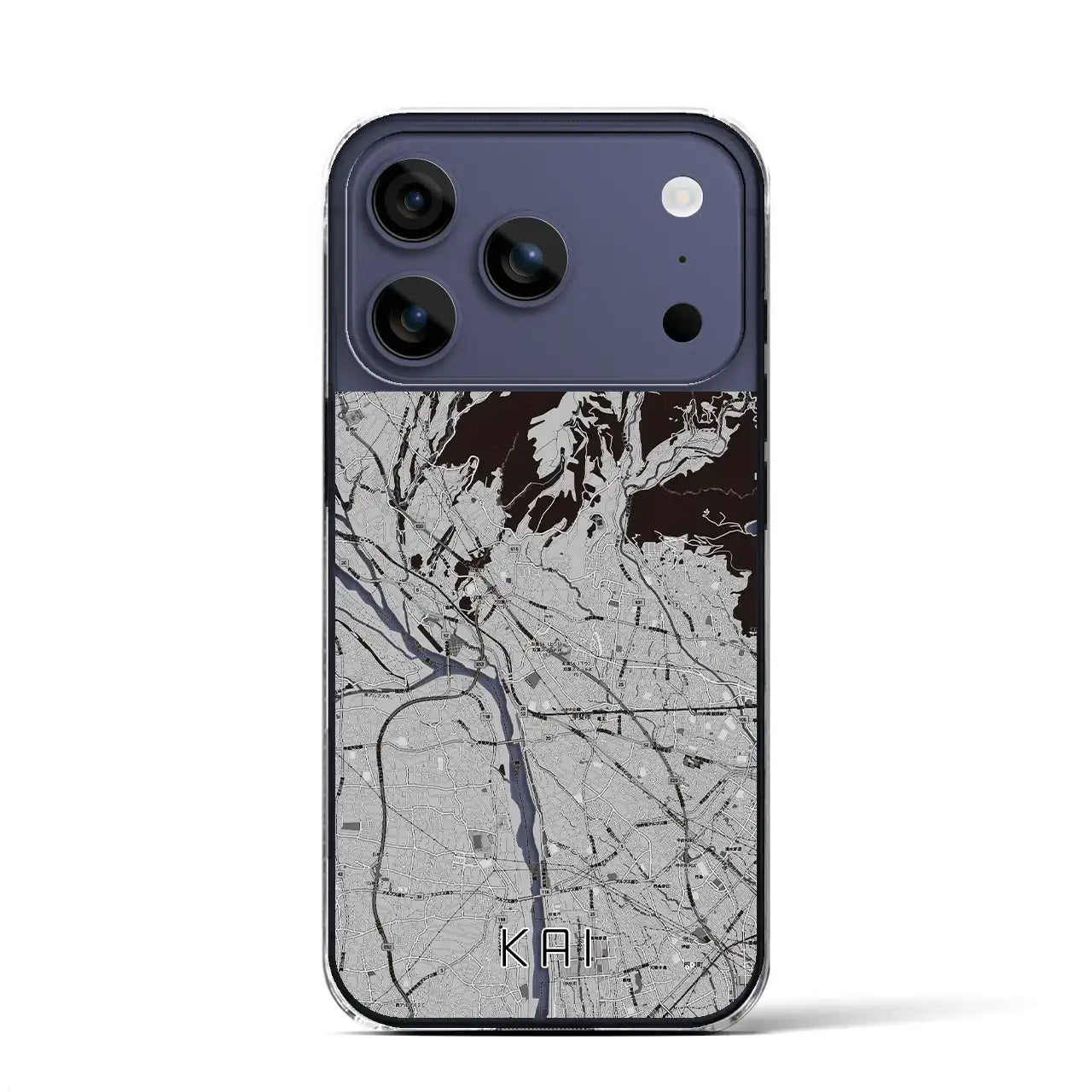 【甲斐（山梨県）】地図柄iPhoneケース（クリアタイプ）モノトーン・iPhone 17 Pro Max 用