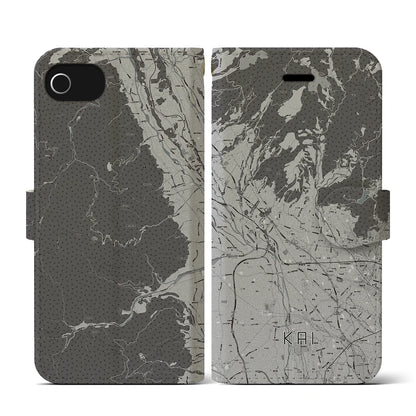 【甲斐（山梨県）】地図柄iPhoneケース（手帳タイプ）モノトーン・iPhone SE（第3 / 第2世代） / 8 / 7 / 6s / 6 用