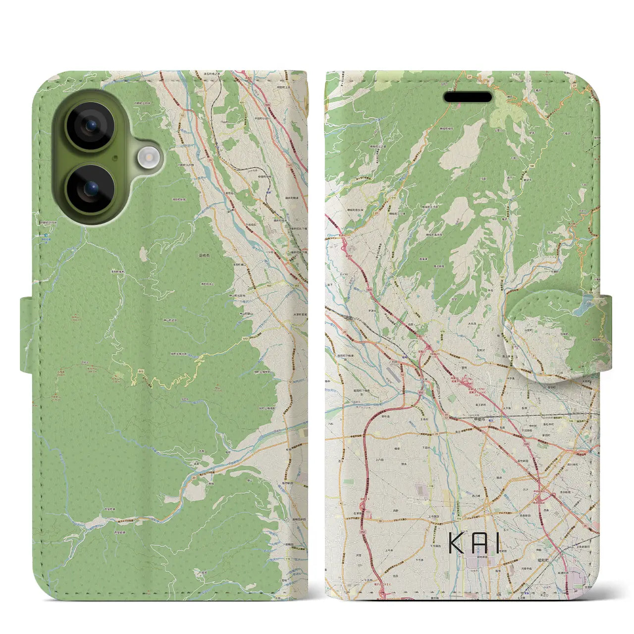 【甲斐（山梨県）】地図柄iPhoneケース（手帳タイプ）