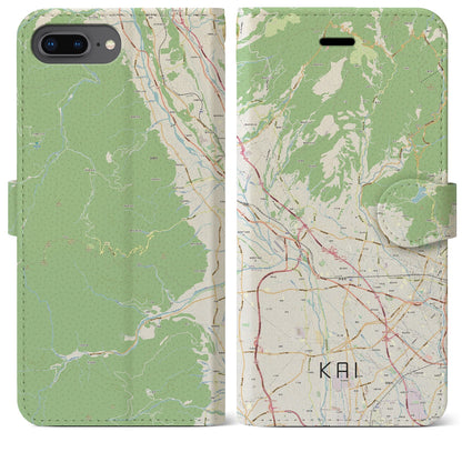 【甲斐（山梨県）】地図柄iPhoneケース（手帳タイプ）ナチュラル・iPhone 8Plus /7Plus / 6sPlus / 6Plus 用