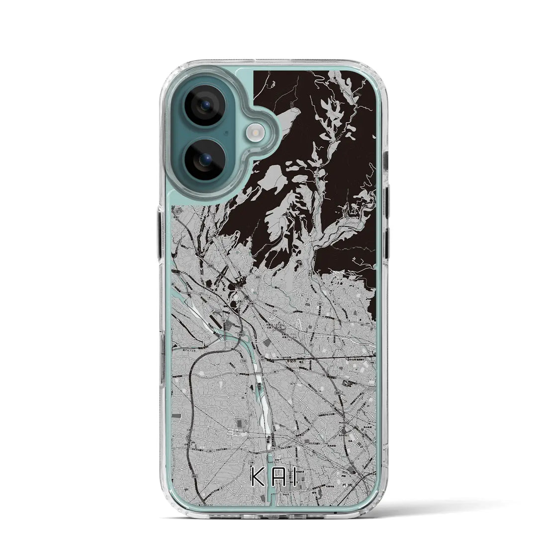 【甲斐（山梨県）】地図柄iPhoneケース（MagSafeタイプ）モノトーン・iPhone 16 Pro 用