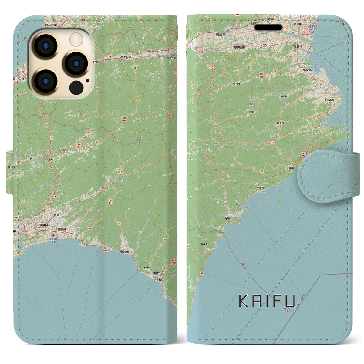 【海部（徳島県）】地図柄iPhoneケース（手帳タイプ）