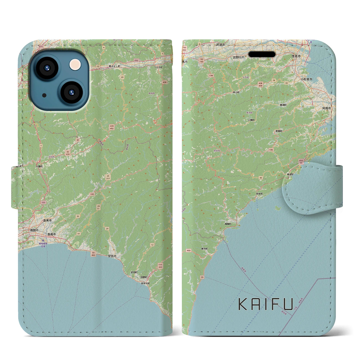 【海部（徳島県）】地図柄iPhoneケース（手帳タイプ）