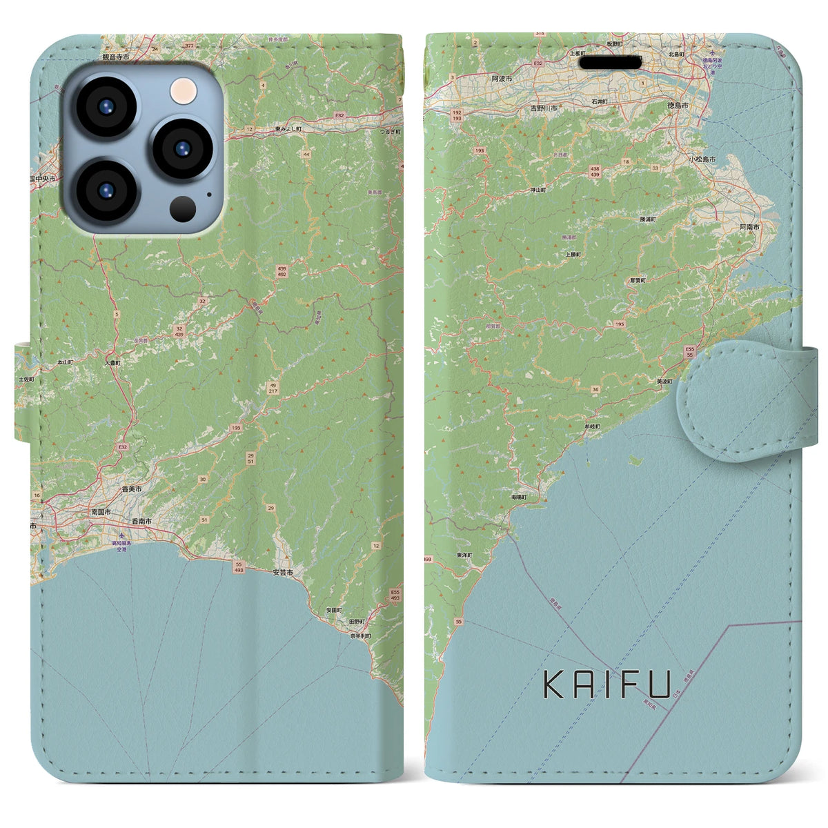 【海部（徳島県）】地図柄iPhoneケース（手帳タイプ）