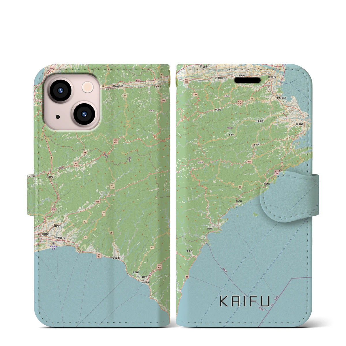 【海部（徳島県）】地図柄iPhoneケース（手帳タイプ）
