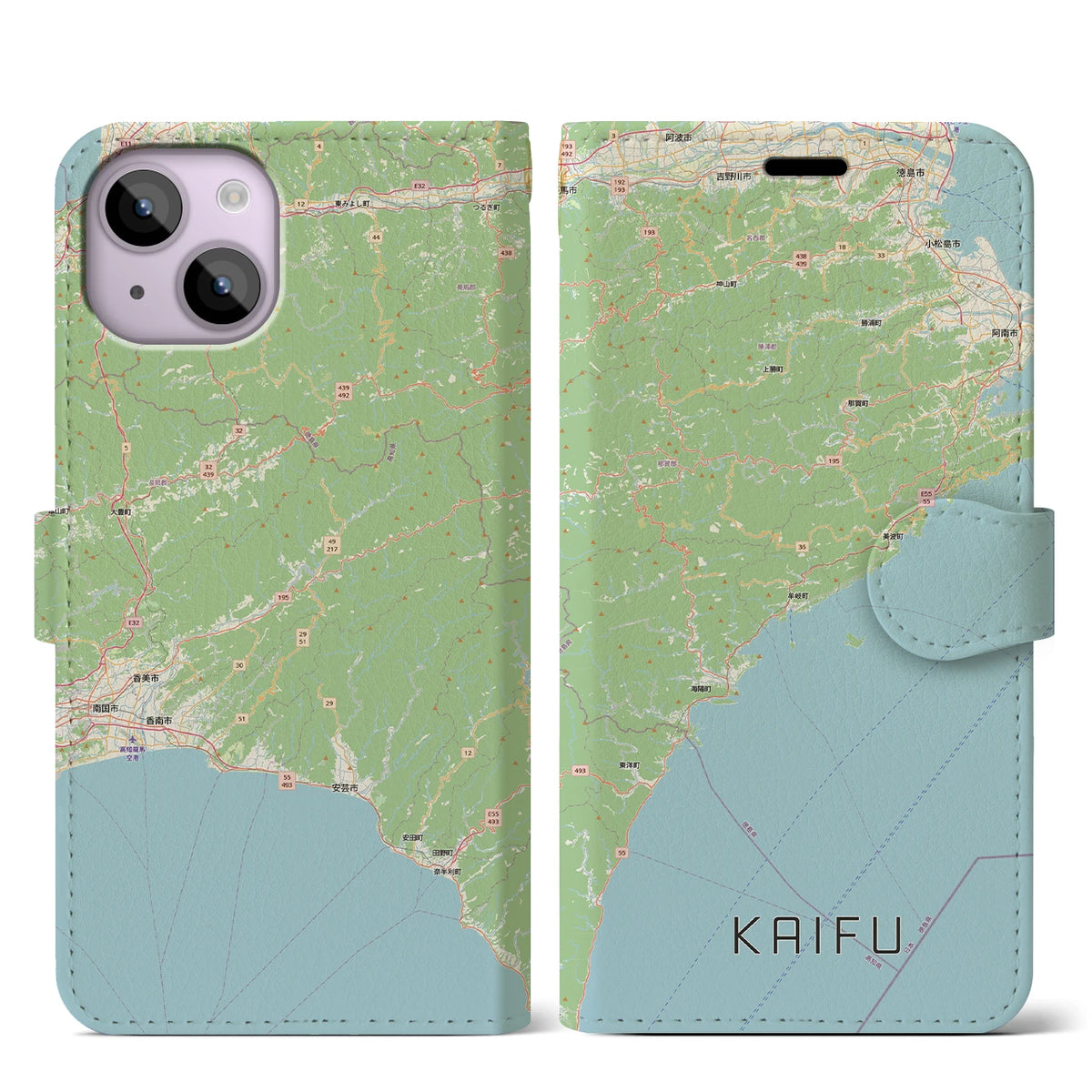 【海部（徳島県）】地図柄iPhoneケース（手帳タイプ）