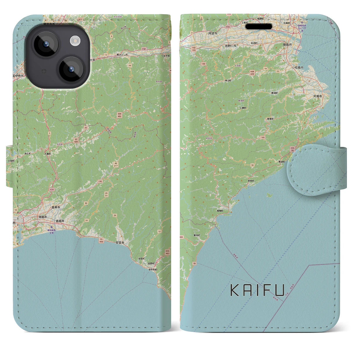 【海部（徳島県）】地図柄iPhoneケース（手帳タイプ）