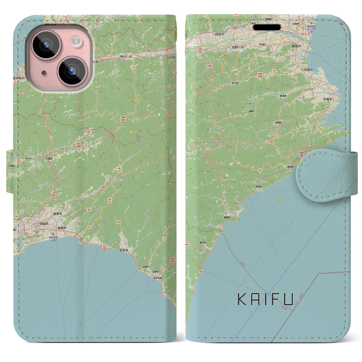 【海部（徳島県）】地図柄iPhoneケース（手帳タイプ）