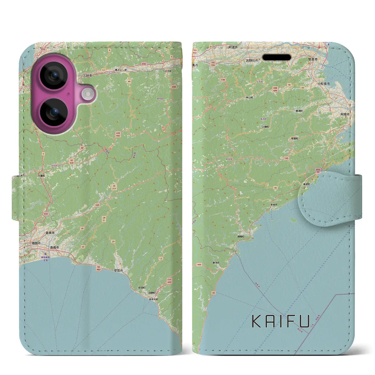 【海部（徳島県）】地図柄iPhoneケース（手帳タイプ）