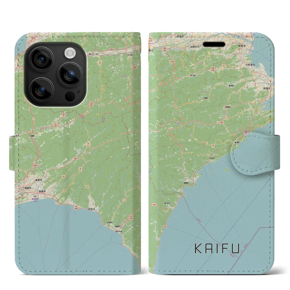 【海部（徳島県）】地図柄iPhoneケース（手帳タイプ）