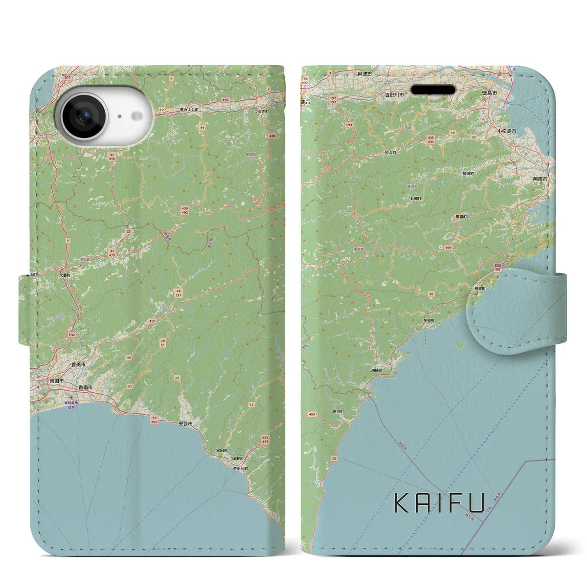 【海部（徳島県）】地図柄iPhoneケース（手帳タイプ）