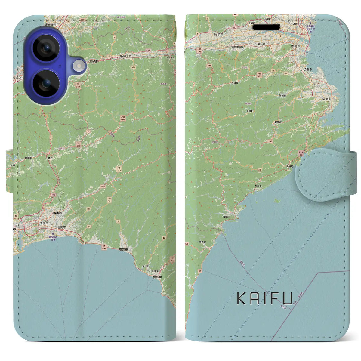 【海部（徳島県）】地図柄iPhoneケース（手帳タイプ）