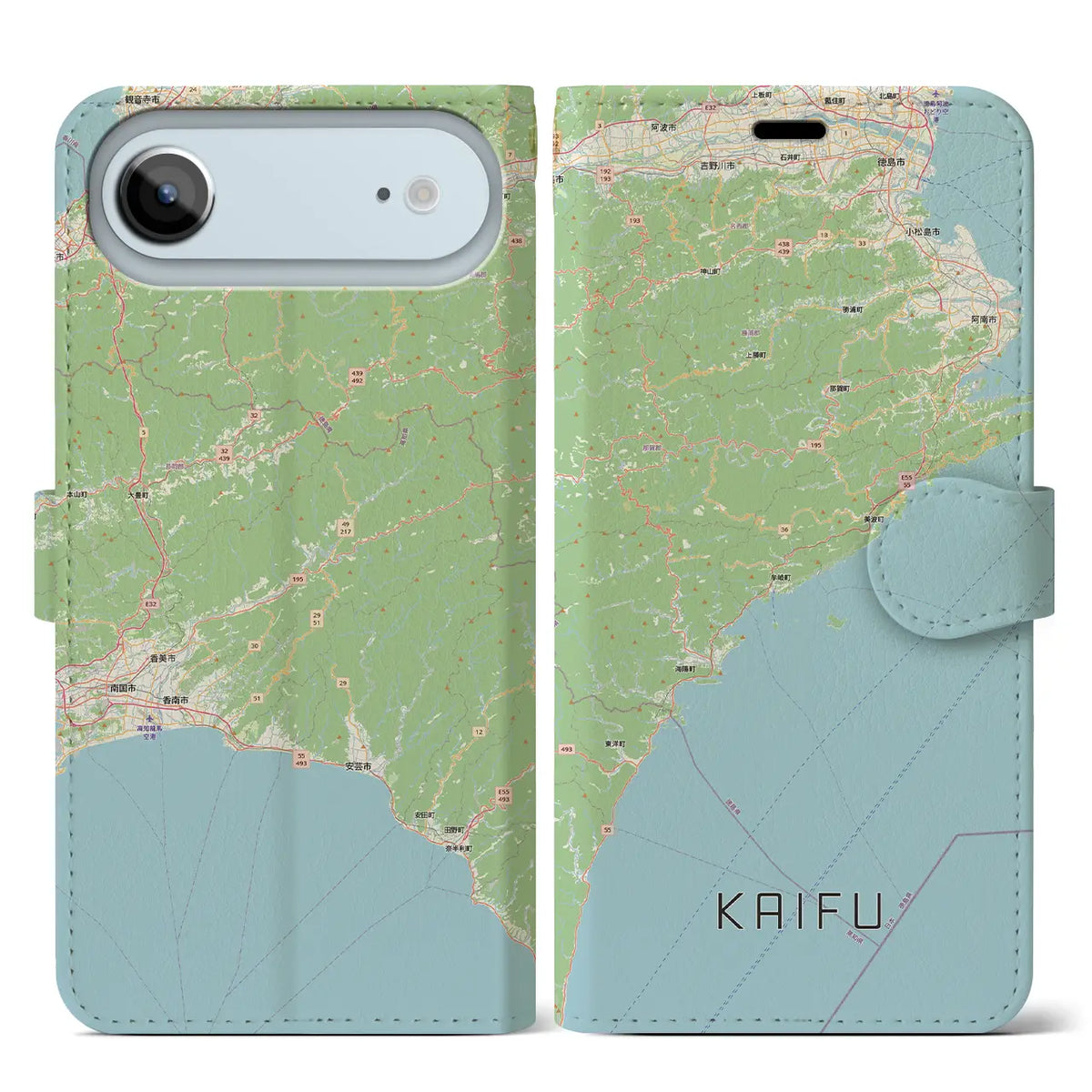 【海部（徳島県）】地図柄iPhoneケース（手帳タイプ）
