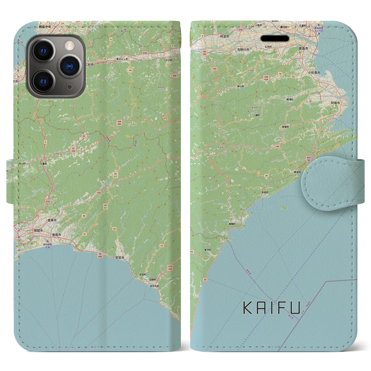 【海部（徳島県）】地図柄iPhoneケース（手帳タイプ）