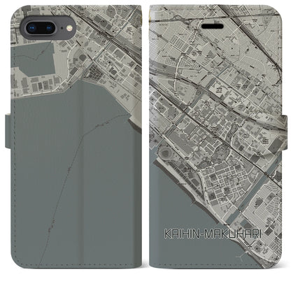 【海浜幕張（千葉県）】地図柄iPhoneケース（手帳タイプ）モノトーン・iPhone 8Plus /7Plus / 6sPlus / 6Plus 用