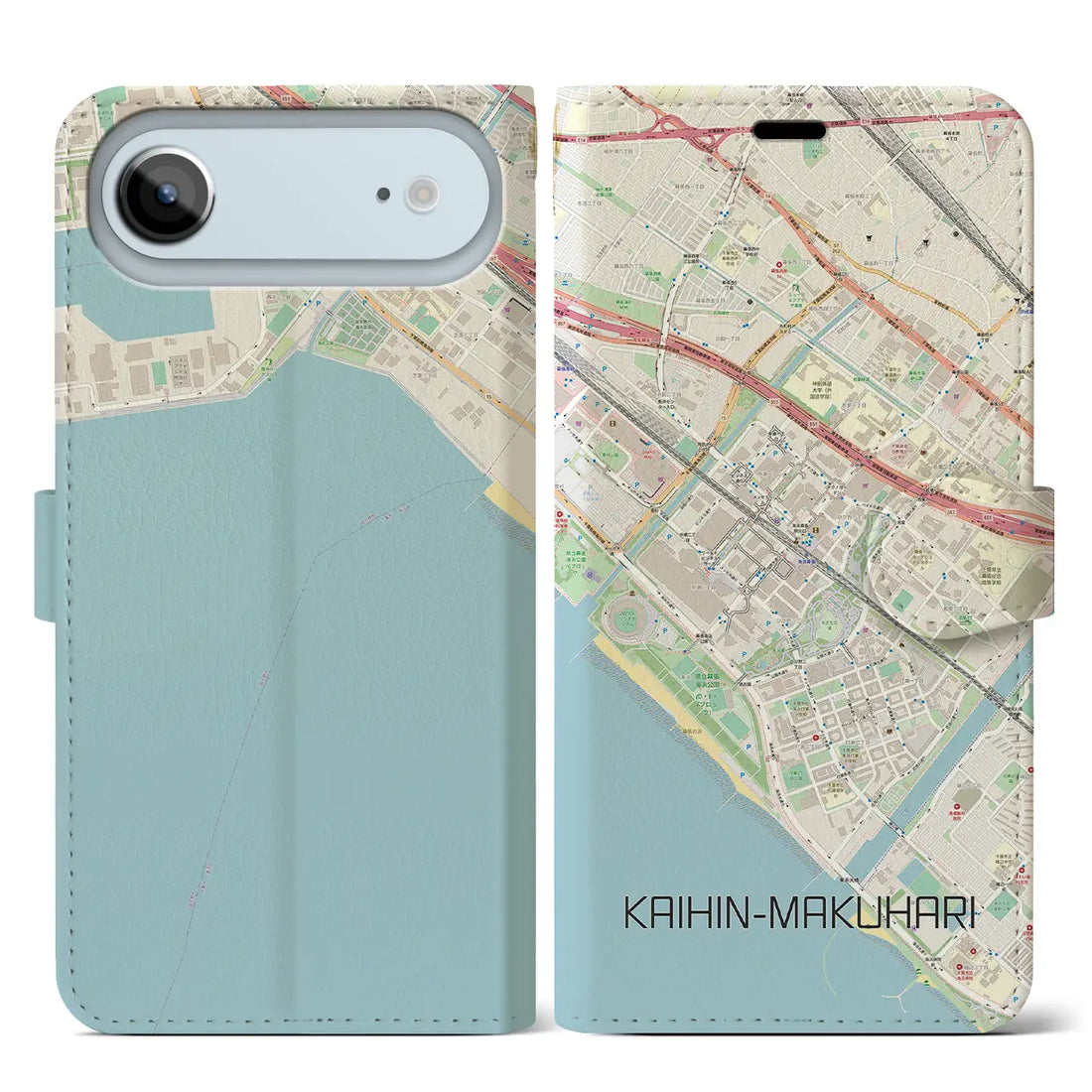 【海浜幕張（千葉県）】地図柄iPhoneケース（手帳タイプ）ナチュラル・iPhone 17 Pro Max 用