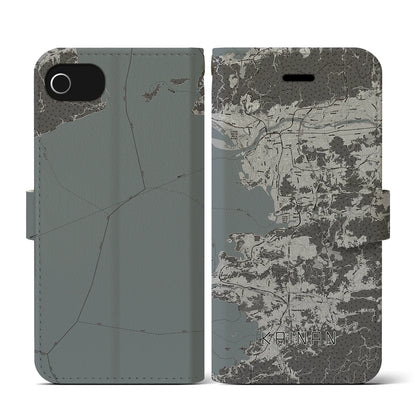 【海南（和歌山県）】地図柄iPhoneケース（手帳タイプ）モノトーン・iPhone SE（第3 / 第2世代） / 8 / 7 / 6s / 6 用