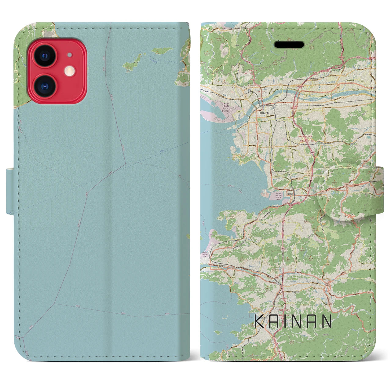 【海南（和歌山県）】地図柄iPhoneケース（手帳タイプ）ナチュラル・iPhone 11 用