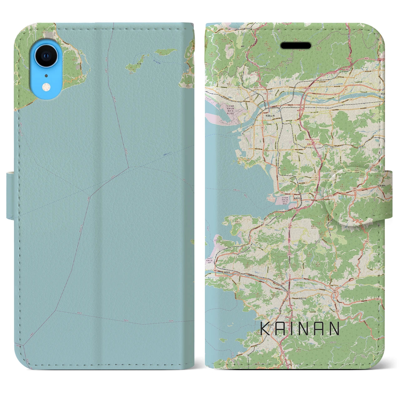 【海南（和歌山県）】地図柄iPhoneケース（手帳タイプ）ナチュラル・iPhone XR 用