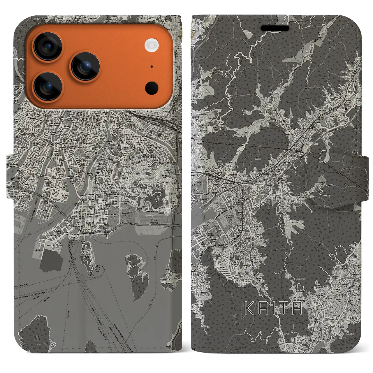 【海田（広島県）】地図柄iPhoneケース（手帳タイプ）