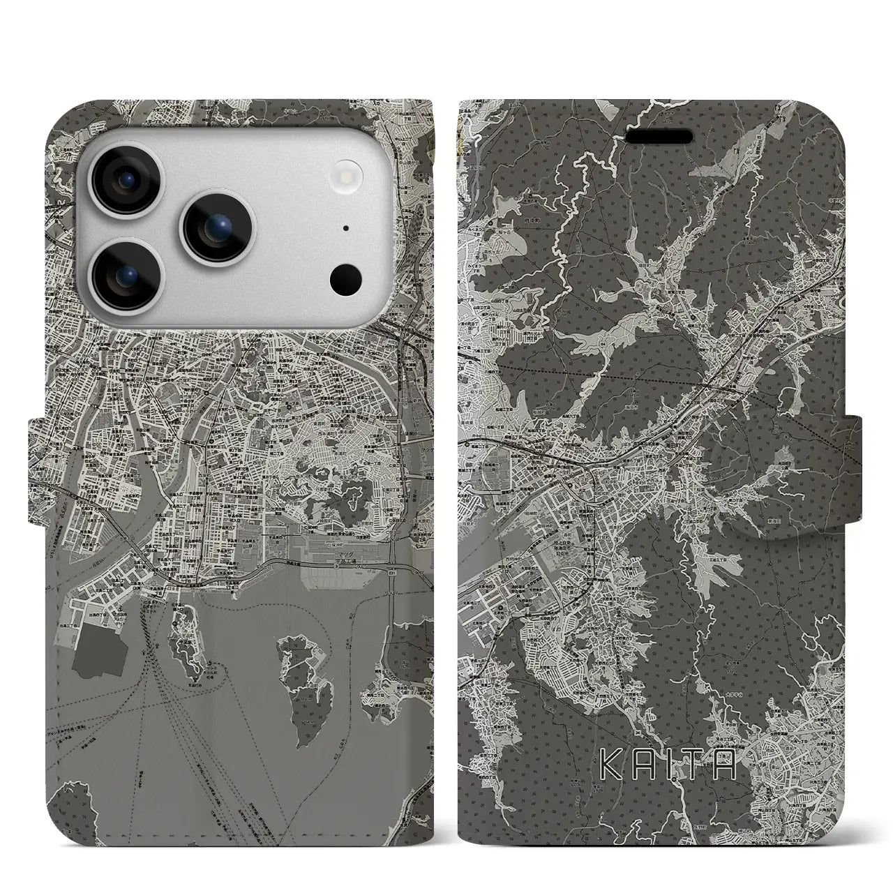 【海田（広島県）】地図柄iPhoneケース（手帳タイプ）