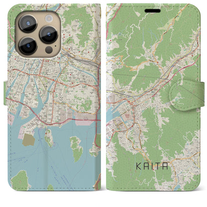 【海田（広島県）】地図柄iPhoneケース（手帳タイプ）ナチュラル・iPhone 14 Pro Max 用