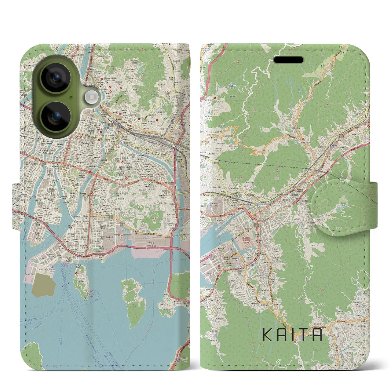 【海田（広島県）】地図柄iPhoneケース（手帳タイプ）