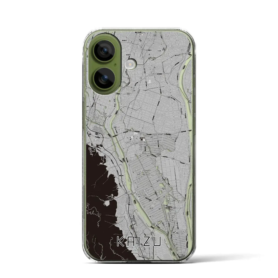 【海津（岐阜県）】地図柄iPhoneケース（クリアタイプ）モノトーン・iPhone 17 Pro Max 用