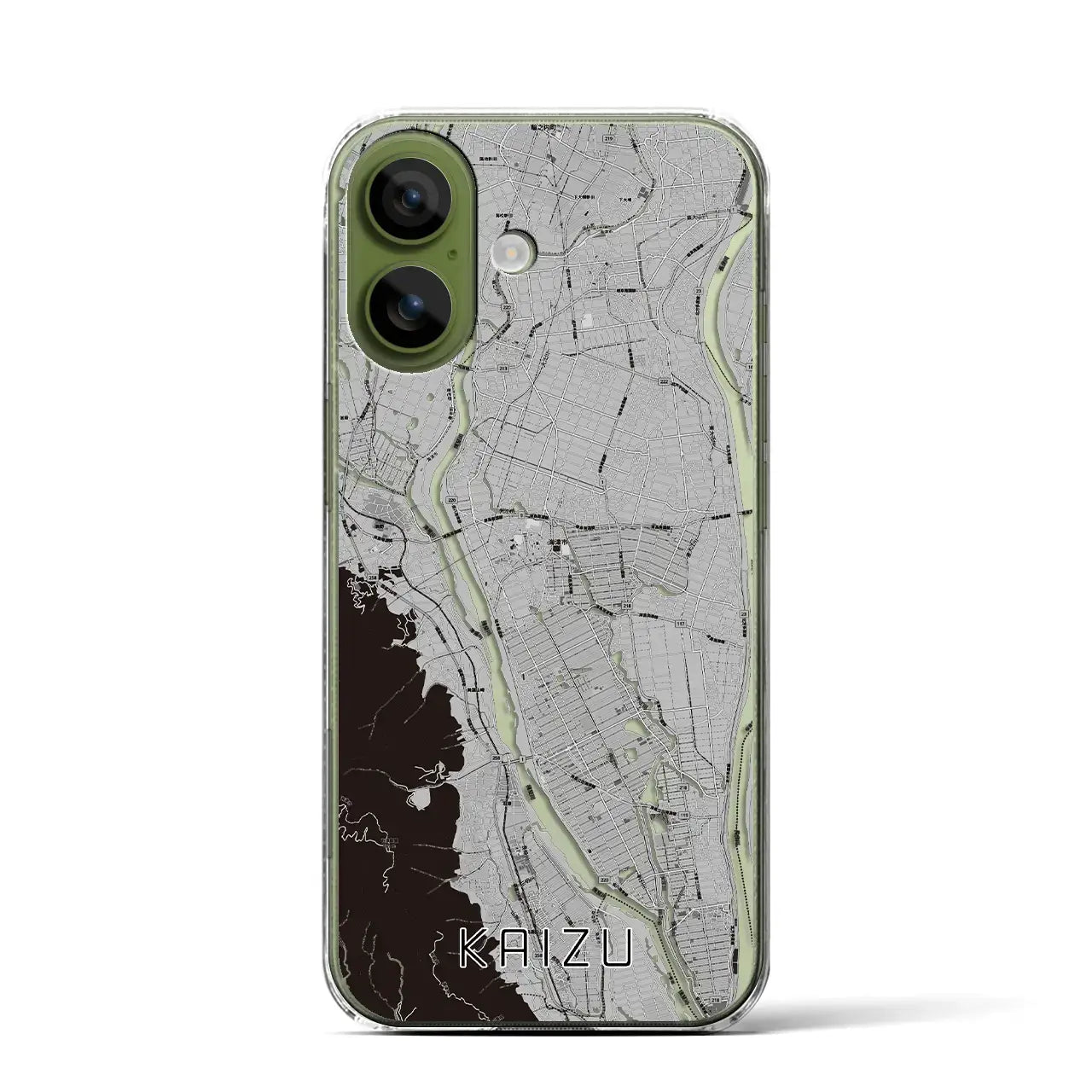 【海津（岐阜県）】地図柄iPhoneケース（クリアタイプ）モノトーン・iPhone 17 Pro Max 用