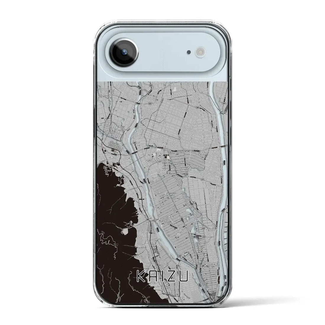 【海津（岐阜県）】地図柄iPhoneケース（クリアタイプ）モノトーン・iPhone 17 Pro Max 用