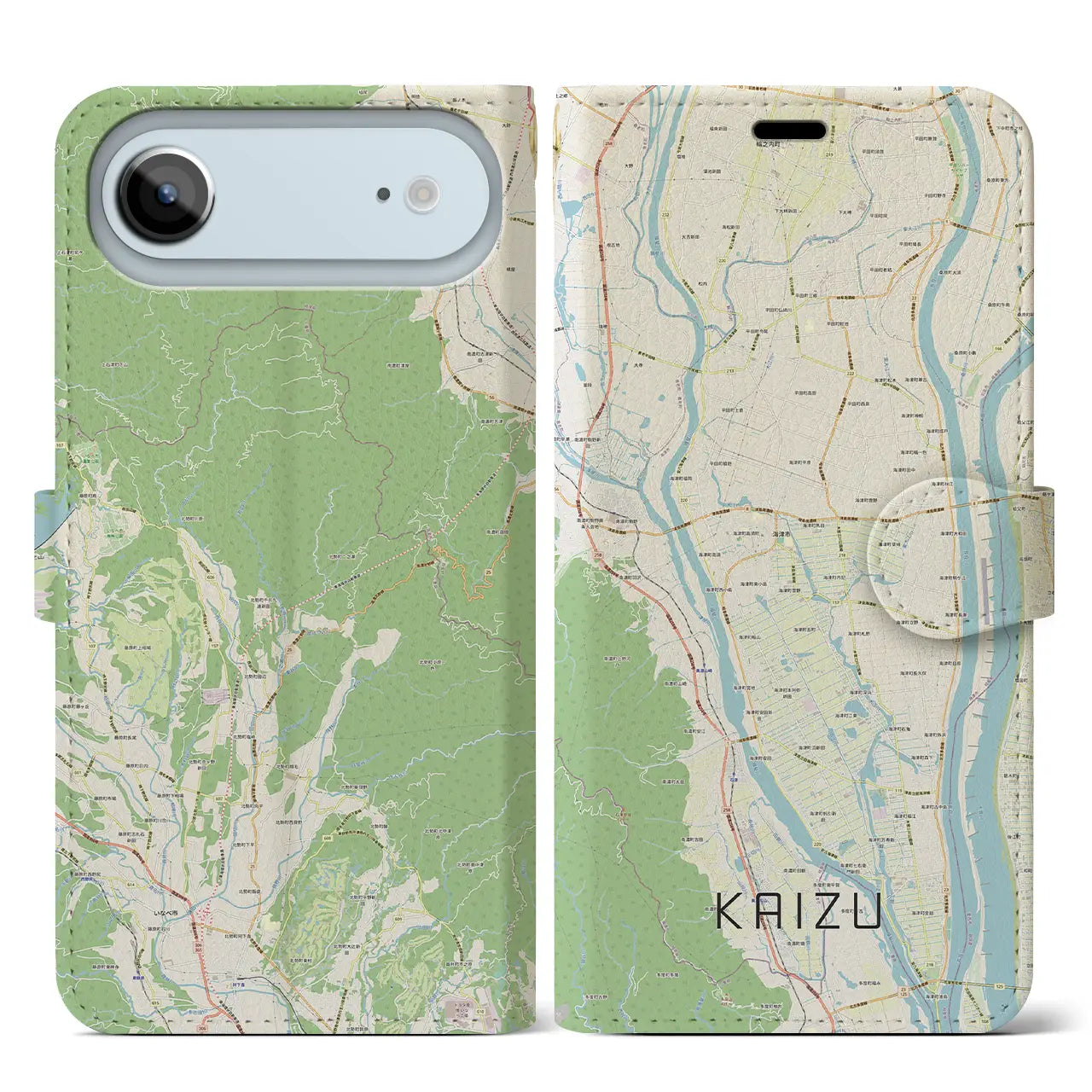 【海津（岐阜県）】地図柄iPhoneケース（手帳タイプ）