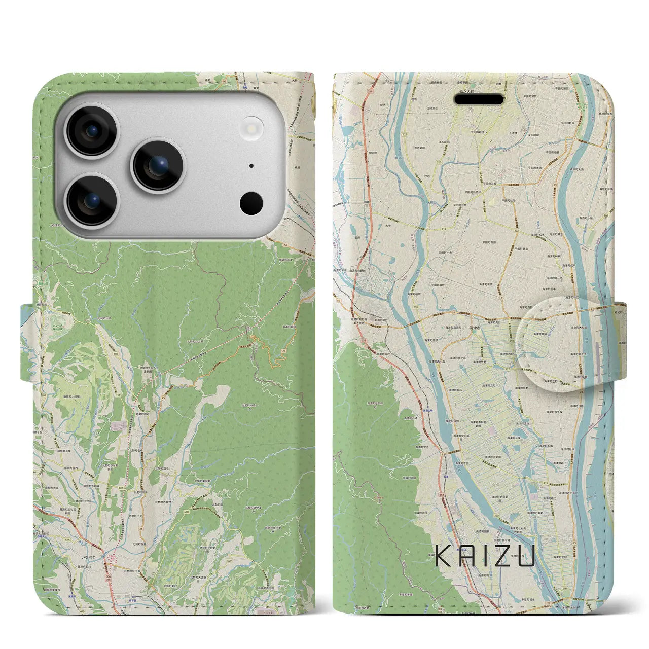 【海津（岐阜県）】地図柄iPhoneケース（手帳タイプ）