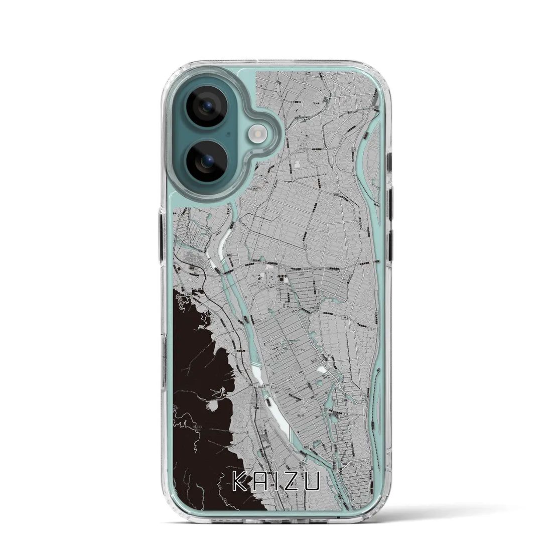 【海津（岐阜県）】地図柄iPhoneケース（MagSafeタイプ）モノトーン・iPhone 16 Pro 用