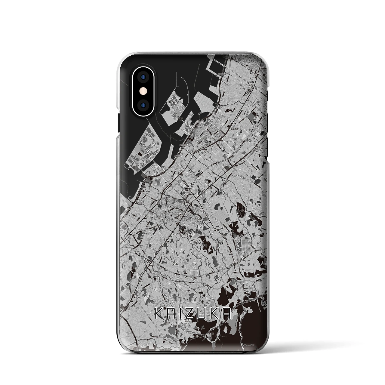 【貝塚（大阪府）】地図柄iPhoneケース（クリアタイプ）モノトーン・iPhone XS / X 用