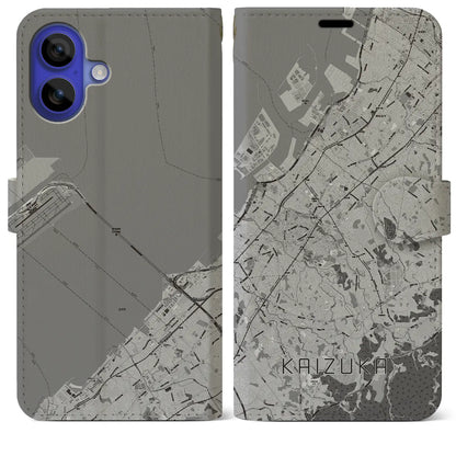 【貝塚（大阪府）】地図柄iPhoneケース（手帳タイプ）モノトーン・iPhone 16 Pro Max 用