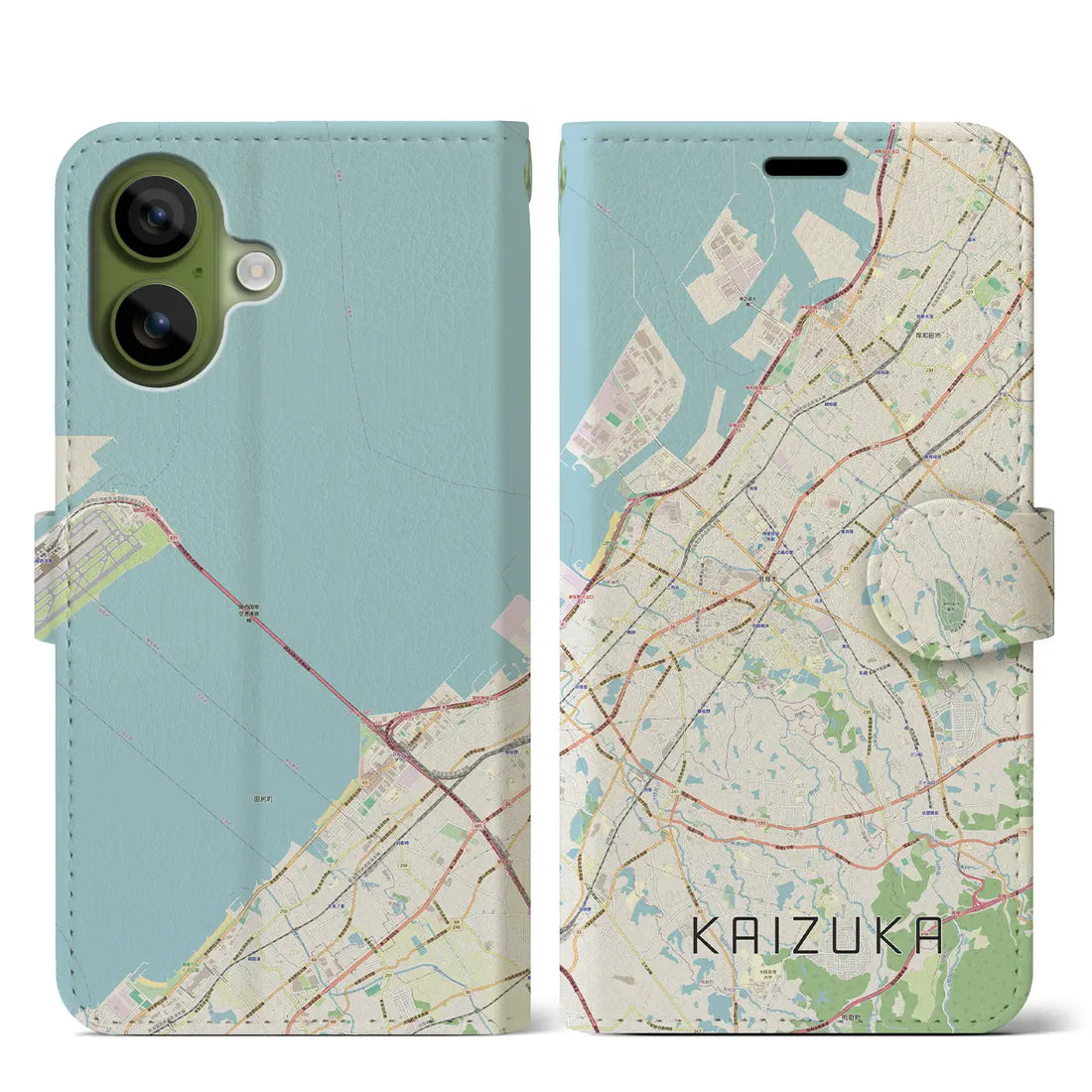 【貝塚（大阪府）】地図柄iPhoneケース（手帳タイプ）ナチュラル・iPhone 17 Pro Max 用