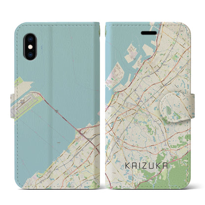 【貝塚（大阪府）】地図柄iPhoneケース（手帳タイプ）ナチュラル・iPhone XS / X 用