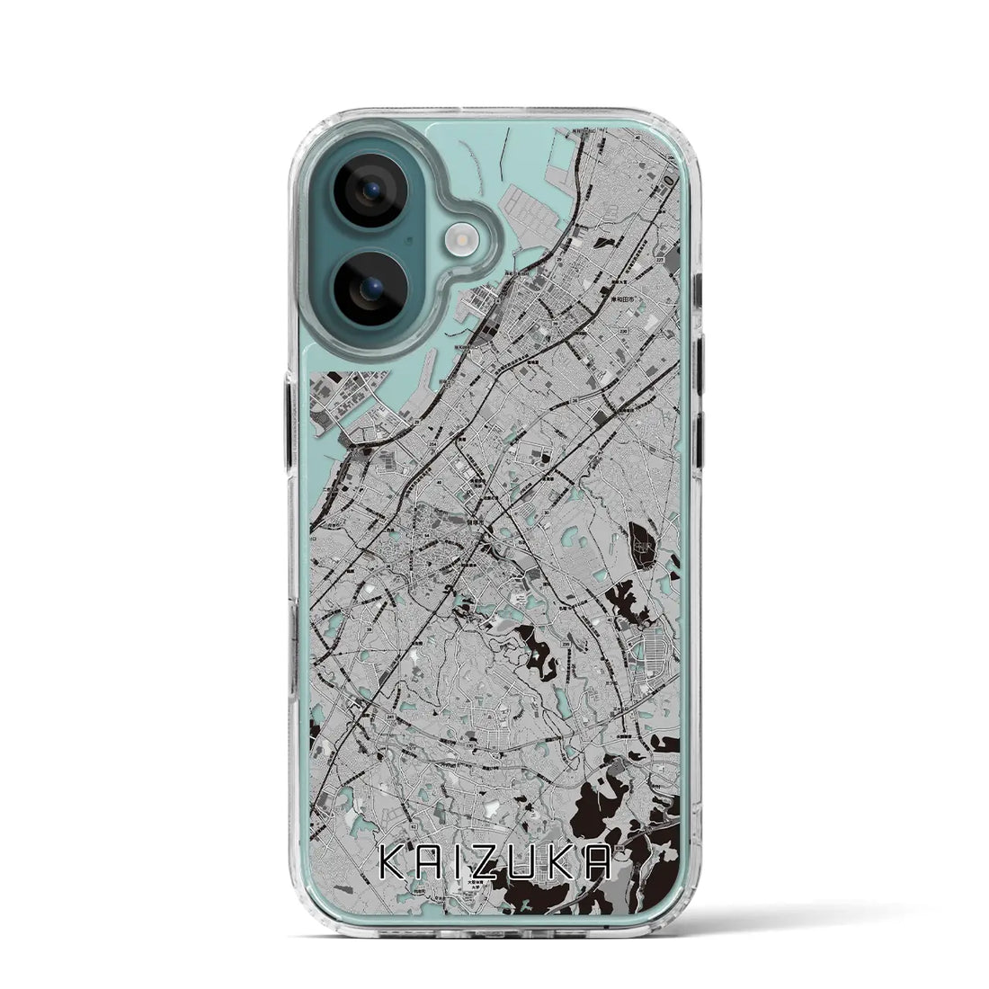 【貝塚（大阪府）】地図柄iPhoneケース（MagSafeタイプ）モノトーン・iPhone 16 Pro 用