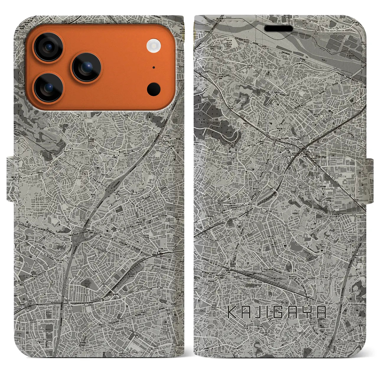 【梶が谷（神奈川県）】地図柄iPhoneケース（手帳タイプ）