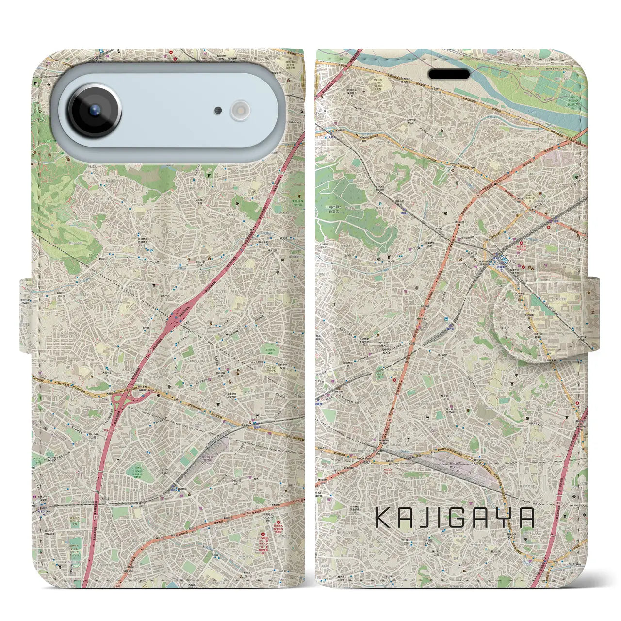 【梶が谷（神奈川県）】地図柄iPhoneケース（手帳タイプ）